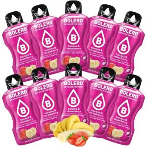 BOLERO Pina Colada | 10 sticks 9g de Poudre pour Boisson sans sucre à la Stevia | Sans Conservateur ni colorants artificiels, Faible en calories, il convient pour toute la Famille(Fraise Banane)