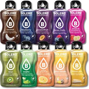 BOLERO Pina Colada | 10 sticks 9g de Poudre pour Boisson sans sucre à la Stevia | Sans Conservateur ni colorants artificiels, Faible en calories, il convient pour toute la Famille(Assortiment)