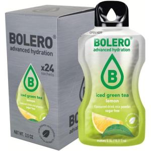 Bolero THÉ VERT GLACÉ CITRON 24x3g | Poudre pour boisson sans sucre, édulcorée à la stévia + vitamine C | convient aux enfants, aux sportifs et aux diabétiques | sans gluten