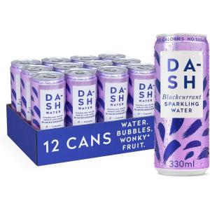 DASH Water Mix Pack – 16x Eaux pétillantes aromatisées (4X Pêche 4X Citron vert 4X Framboise 4X Pamplemousse) SANS Sucre, SANS Édulcorant, SANS calories – Infusées avec des Fruits rejetés (16x330ml)(Cassis)