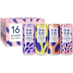 DASH Water Mix Pack – 16x Eaux pétillantes aromatisées (4X Pêche 4X Citron vert 4X Framboise 4X Pamplemousse) SANS Sucre, SANS Édulcorant, SANS calories – Infusées avec des Fruits rejetés (16x330ml)(Citron vert)