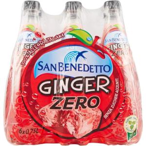 San Benedetto Ginger Zero PET Lot de 12 bouteilles sans sucre 0,75 l