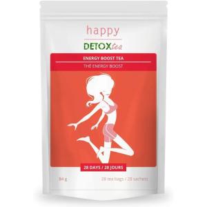 Thé Energy-Boost – Happy Detox Tea – Cure de 4 semaines – 28 sachets – Boisson Énergisante Naturelle – Sans Sucre – Vegan