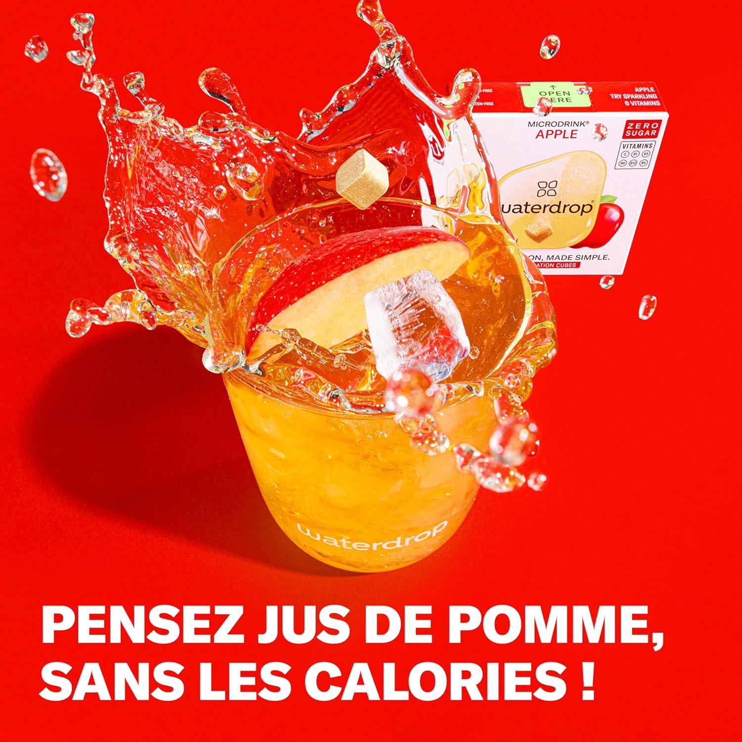 imagewaterdrop Pastille Coffret Pomme 36 Cubes de Boisson pour Eau Aromatise Saveur Pomme Sans Sucre Pastilles Aromatises pour lEau Alternative au Jus de Pomme Enrichies en Vitamines C et B