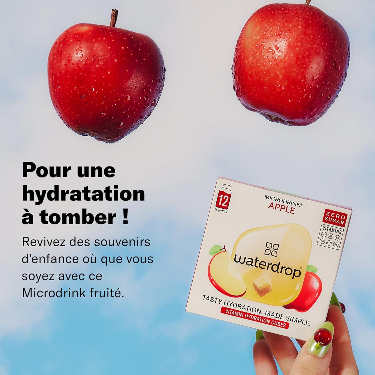 imagewaterdrop Pastille Coffret Pomme 36 Cubes de Boisson pour Eau Aromatise Saveur Pomme Sans Sucre Pastilles Aromatises pour lEau Alternative au Jus de Pomme Enrichies en Vitamines C et B