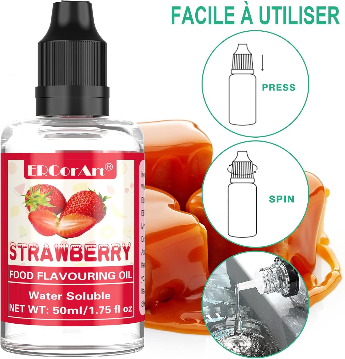imageArome Alimentaire Extrait Naturel Arme Alimentaire de Fraise Vgtalien Sans Sucre Sans Pigment Flavour Drops Pour Yaourt Glacage Biscuit Noel Creme Liquide Poudre dAmande Boissons 50 ml