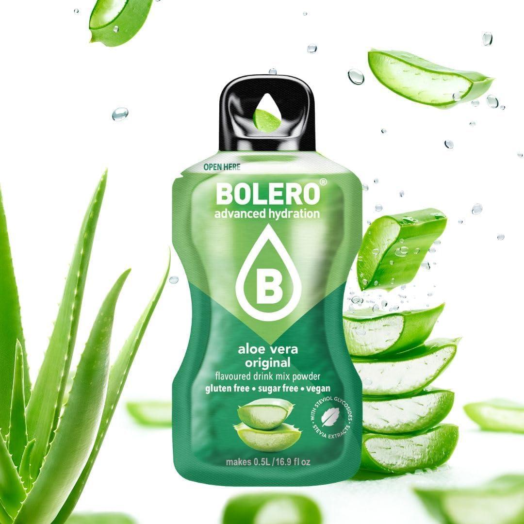 imageBolero ALOE VERA 24 x 3 g Jus en poudre sans sucre sucr avec de la stvia et de la vitamine C Convient pour les enfants les sportifs et les diabtiques Sans gluten et adapt aux vgtaliens
