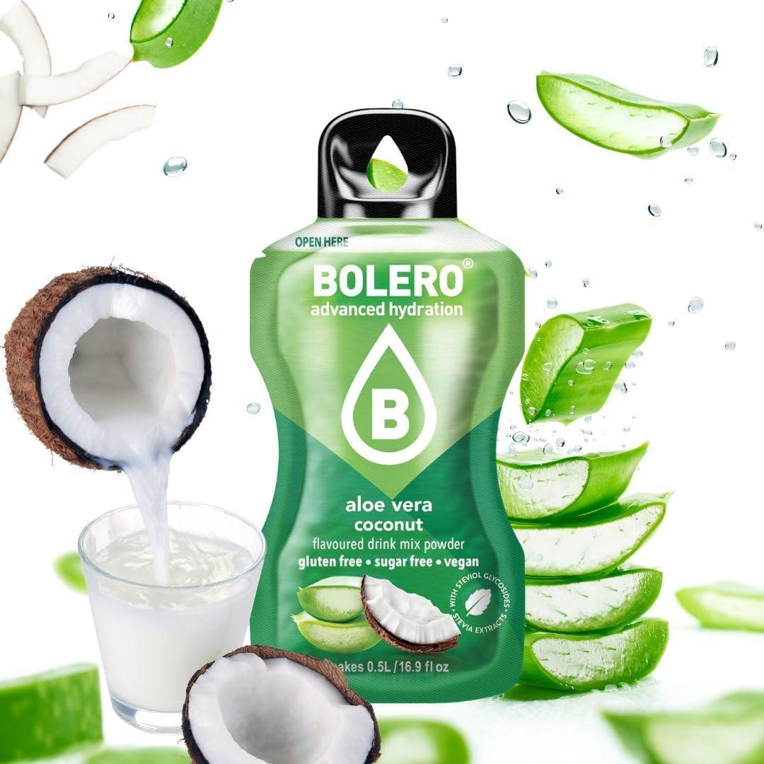 imageBolero ALOE VERA COCO 24 x 3 g Jus en poudre sans sucre sucr avec de la stvia vitamine C Convient pour les enfants les diabtiques Sans gluten et adapt aux vgtaliens Le got