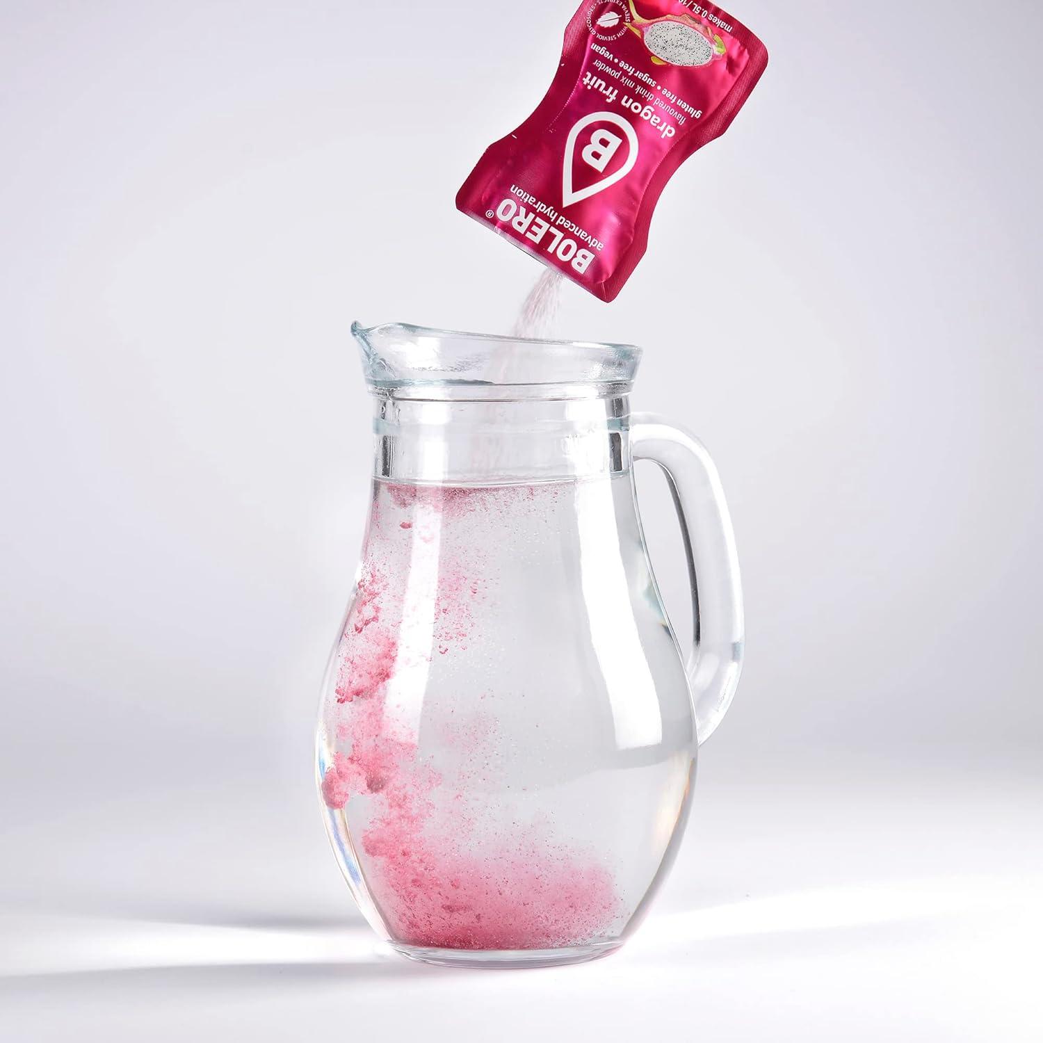 imageBolero DRAGON FRUIT 24x3g Jus en poudre sans sucre dulcor la stvia vitamine C pour enfants et sportifs sans gluten vgtalien saveur fruit du dragon