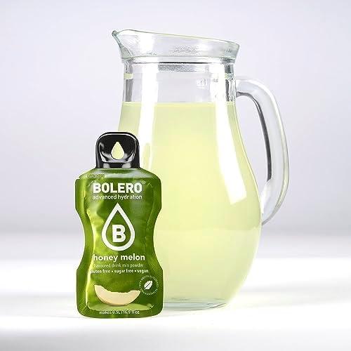 imageBolero HONEY MELON 24x3g Jus en poudre sans sucre dulcor la stvia vitamine C pour enfants et sportifs sans gluten vgtalien got sucr de melon