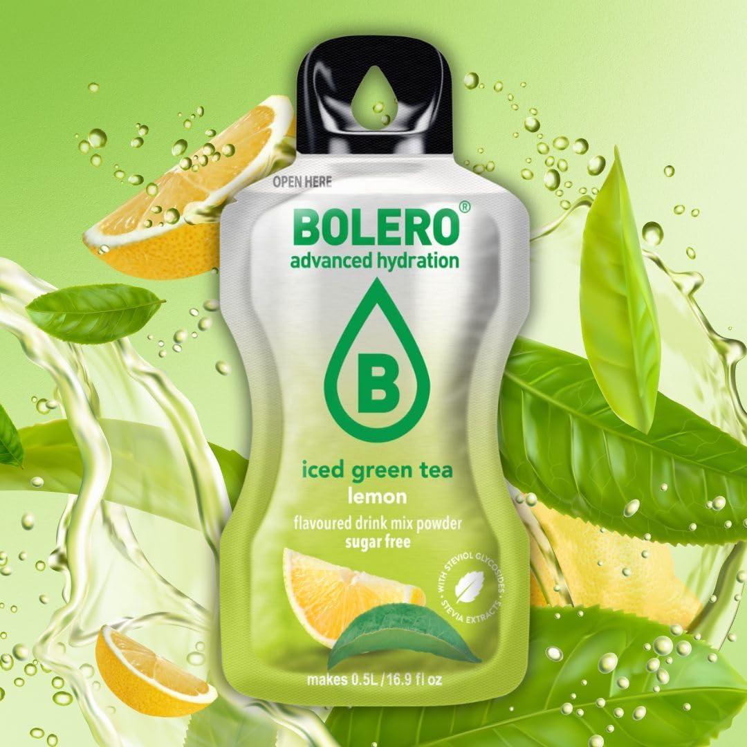 imageBolero TH VERT GLAC CITRON 24x8g Poudre pour boisson sans sucre dulcore la stvia vitamine C convient aux enfants aux sportifs et aux diabtiques sans gluten