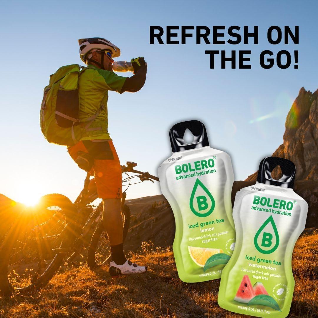 imageBolero TH VERT GLAC FRAMBOISE ampamp GRENADE 24x3g Poudre pour boisson sans sucre dulcore la stvia vitamine C convient aux enfants aux sportifs et aux diabtiques sans gluten
