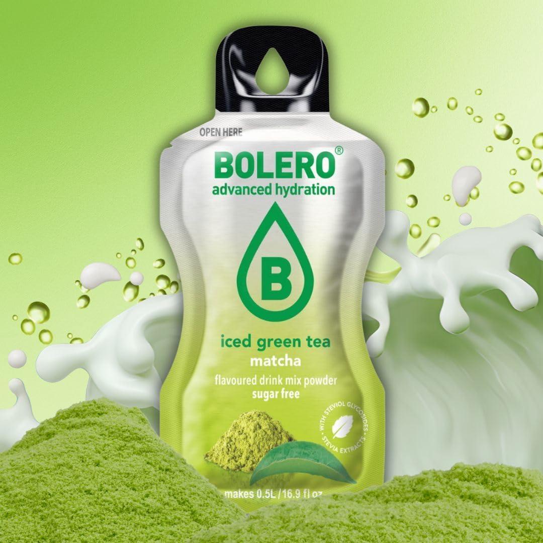 imageBolero TH VERT GLAC MATCHA 24x8g Poudre pour boisson sans sucre dulcore la stvia vitamine C convient aux enfants aux sportifs et aux diabtiques sans gluten