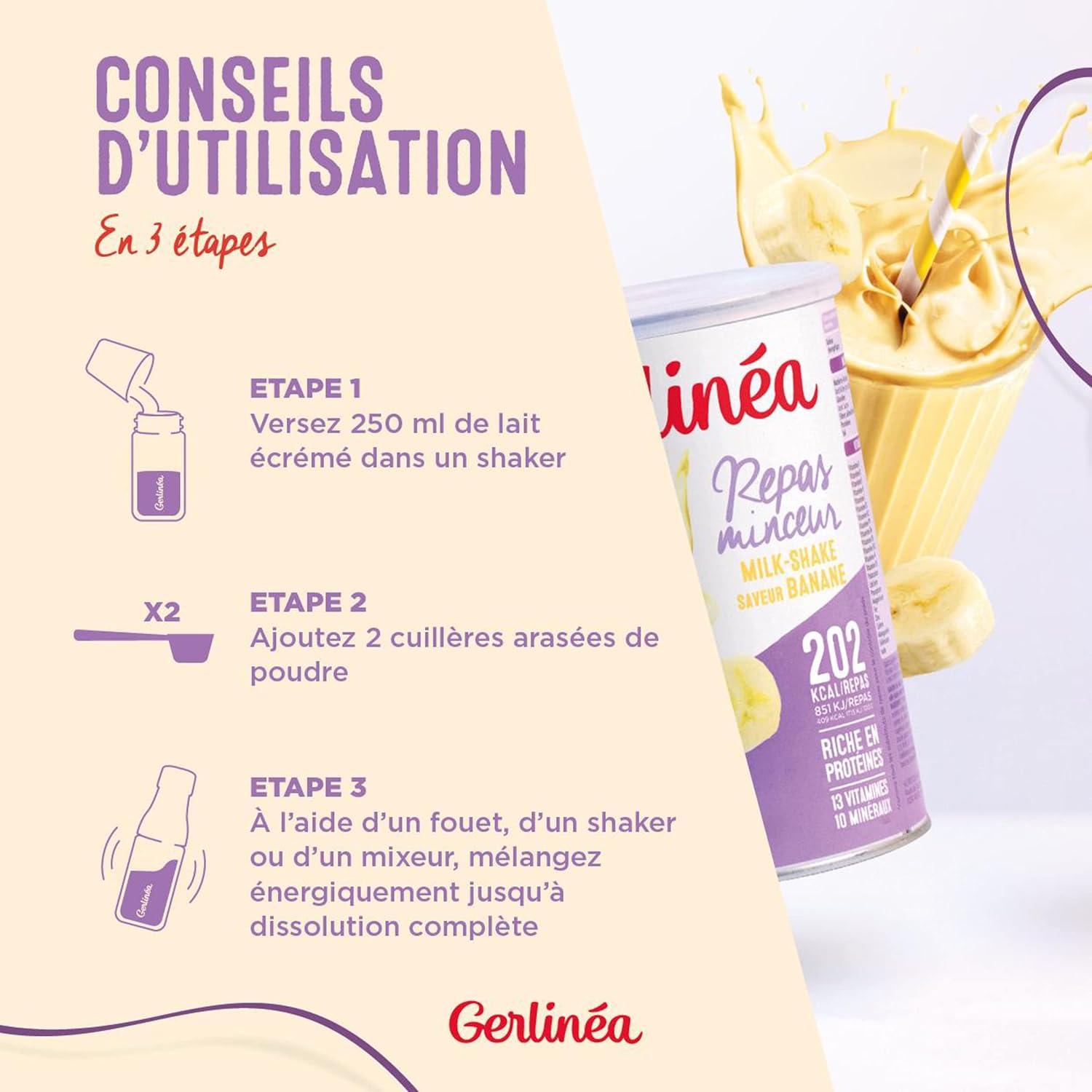 imageGerlina Boisson Milkshake got Vanille Substituts de repas riche en protines Poudre reconstituer contient 15 repas 220385Banane