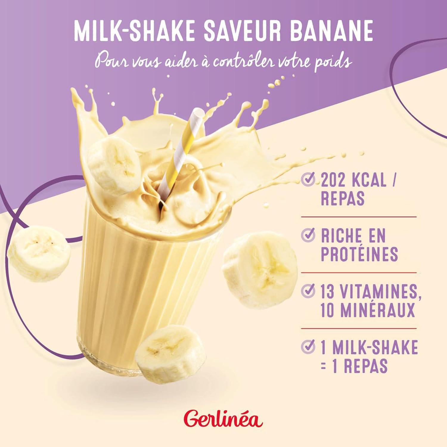 imageGerlina Boisson Milkshake got Vanille Substituts de repas riche en protines Poudre reconstituer contient 15 repas 220385Banane