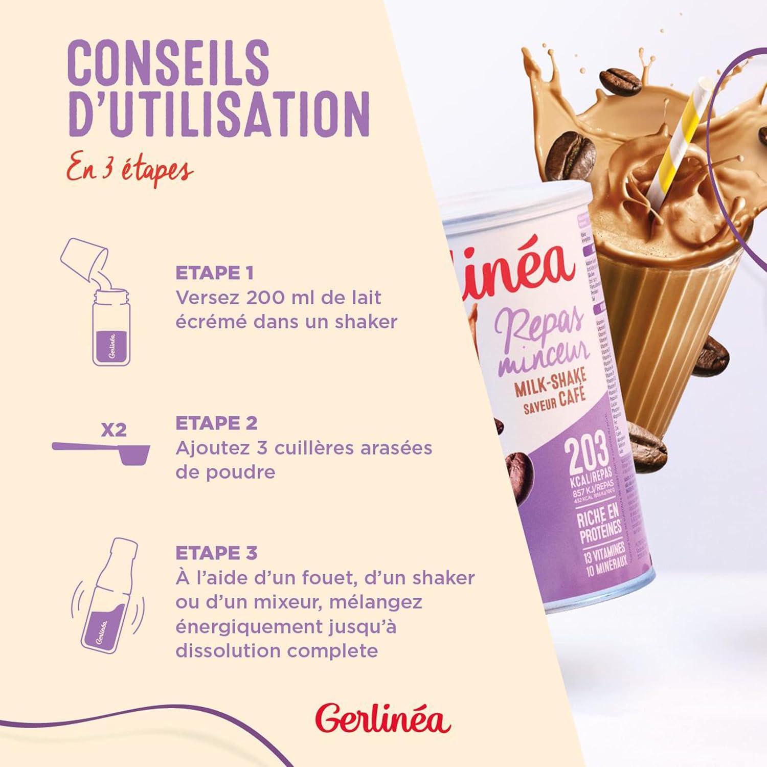 imageGerlina Boisson Milkshake got Vanille Substituts de repas riche en protines Poudre reconstituer contient 15 repas 220385Caf
