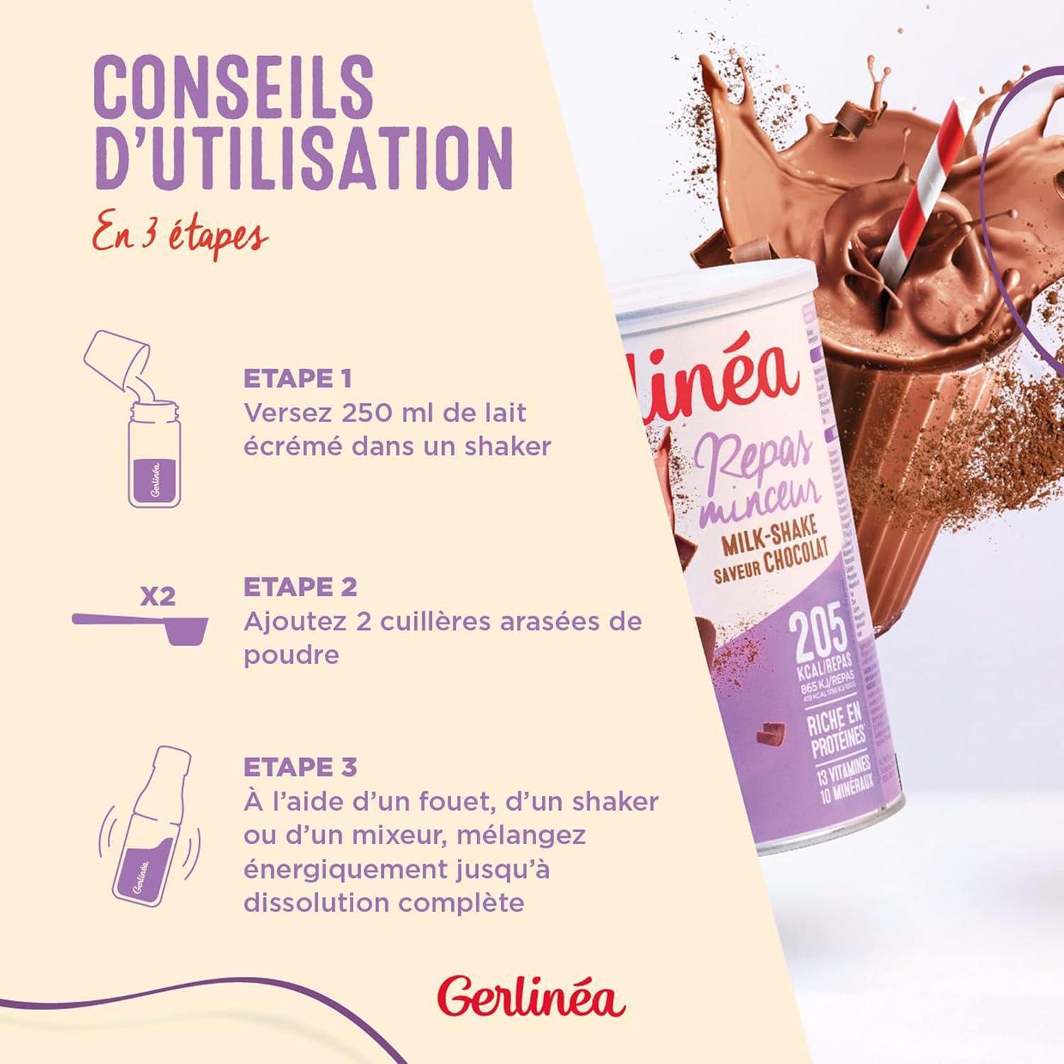 imageGerlina Boisson Milkshake got Vanille Substituts de repas riche en protines Poudre reconstituer contient 15 repas 220385Chocolat