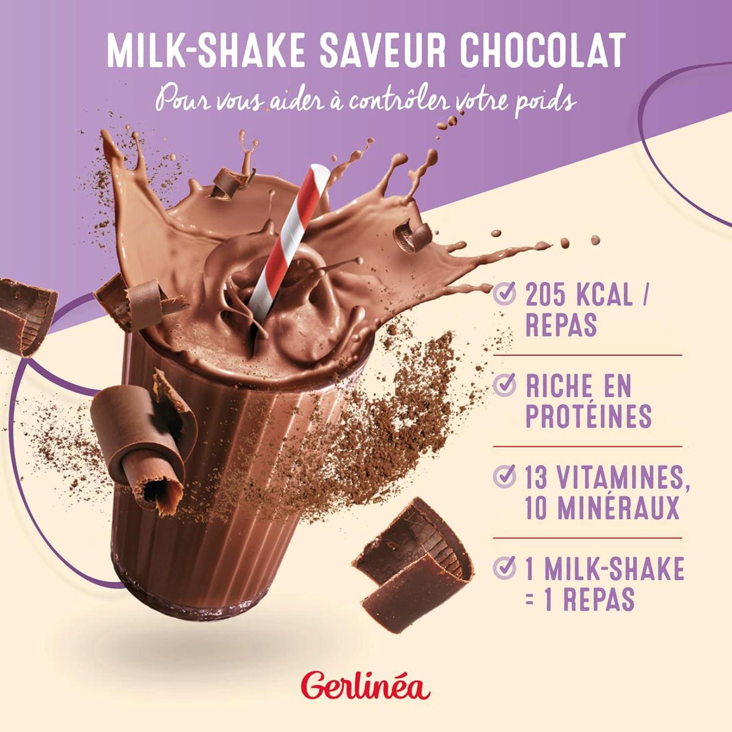 imageGerlina Boisson Milkshake got Vanille Substituts de repas riche en protines Poudre reconstituer contient 15 repas 220385Chocolat