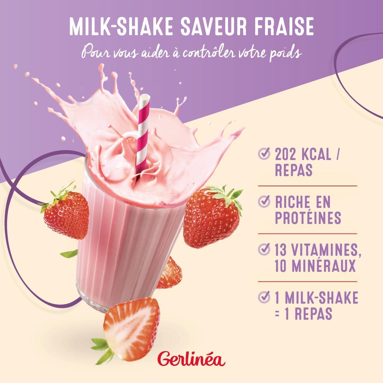 imageGerlina Boisson Milkshake got Vanille Substituts de repas riche en protines Poudre reconstituer contient 15 repas 220385Fraise