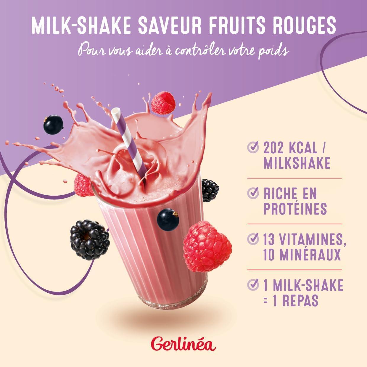 imageGerlina Boisson Milkshake got Vanille Substituts de repas riche en protines Poudre reconstituer contient 15 repas 220385Fruits Rouges