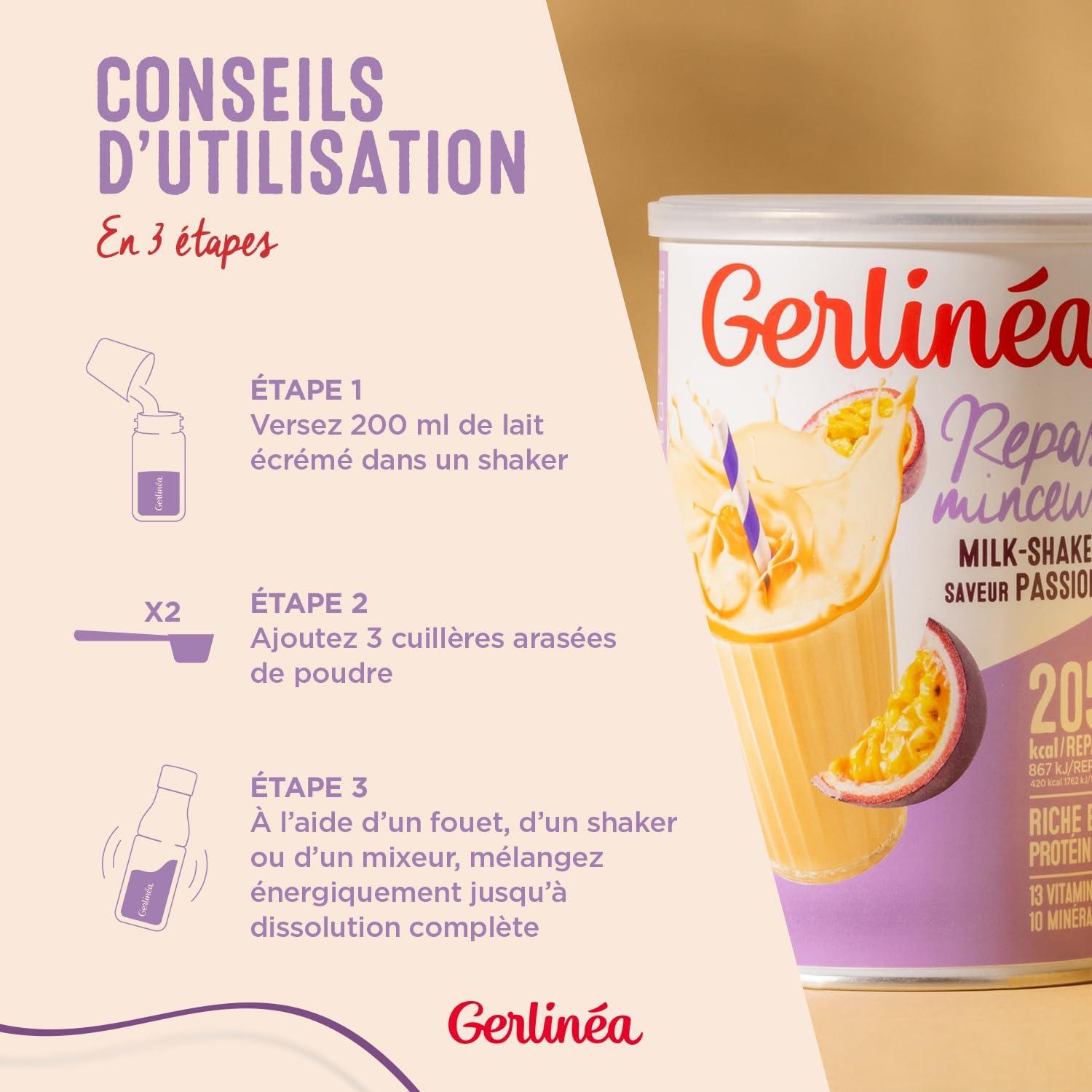 imageGerlina Boisson Milkshake got Vanille Substituts de repas riche en protines Poudre reconstituer contient 15 repas 220385Fruits de la Passion