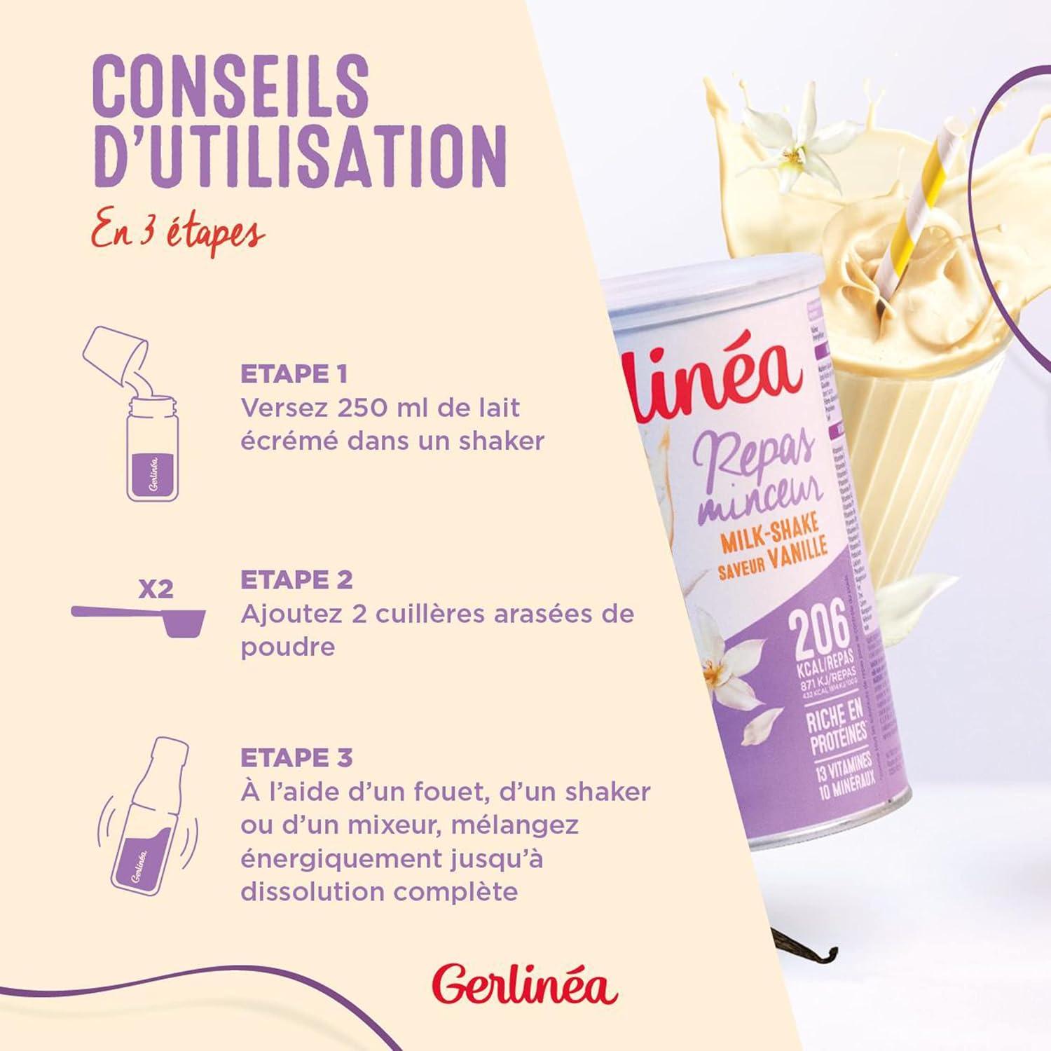 imageGerlina Boisson Milkshake got Vanille Substituts de repas riche en protines Poudre reconstituer contient 15 repas 220385Vanille