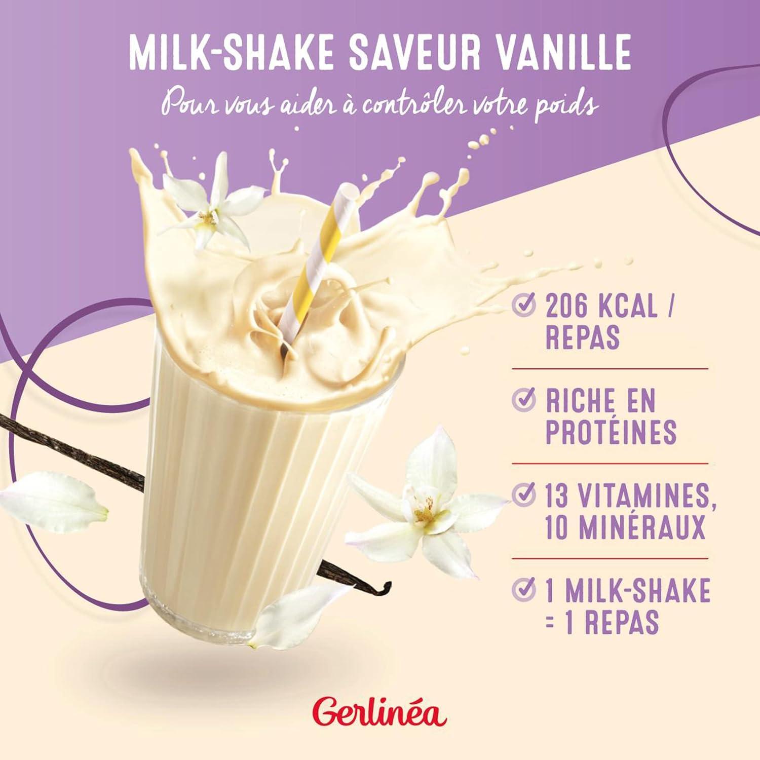 imageGerlina Boisson Milkshake got Vanille Substituts de repas riche en protines Poudre reconstituer contient 15 repas 220385Vanille