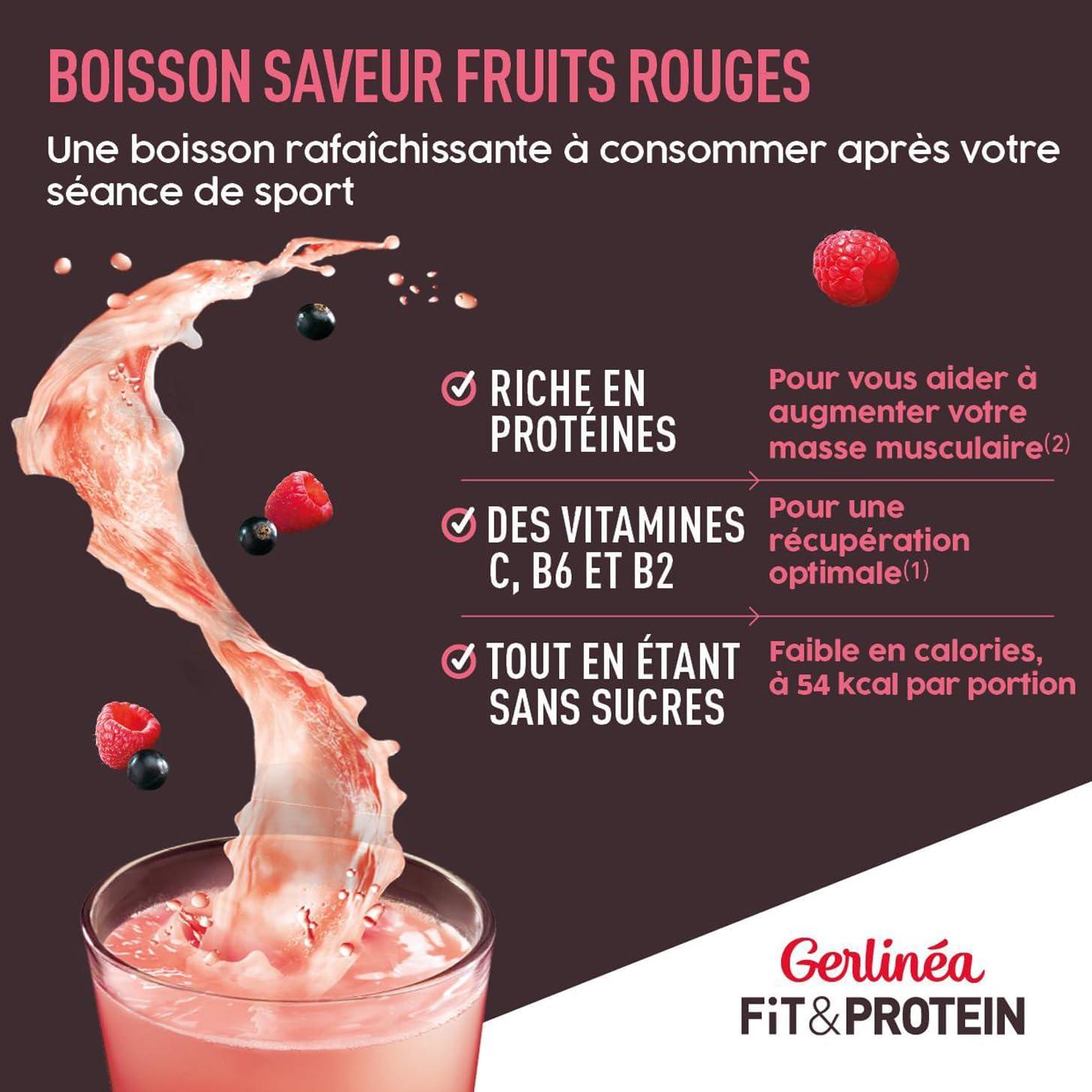 imageGerlina Fit ampamp Protein Boisson Protine Saveur Fruits Rouges Clear Whey Protines Aprs le Sport Musculation Femme Sans Sucres 54 Kcal portion 288 g 18 boissonsFruits Rouges