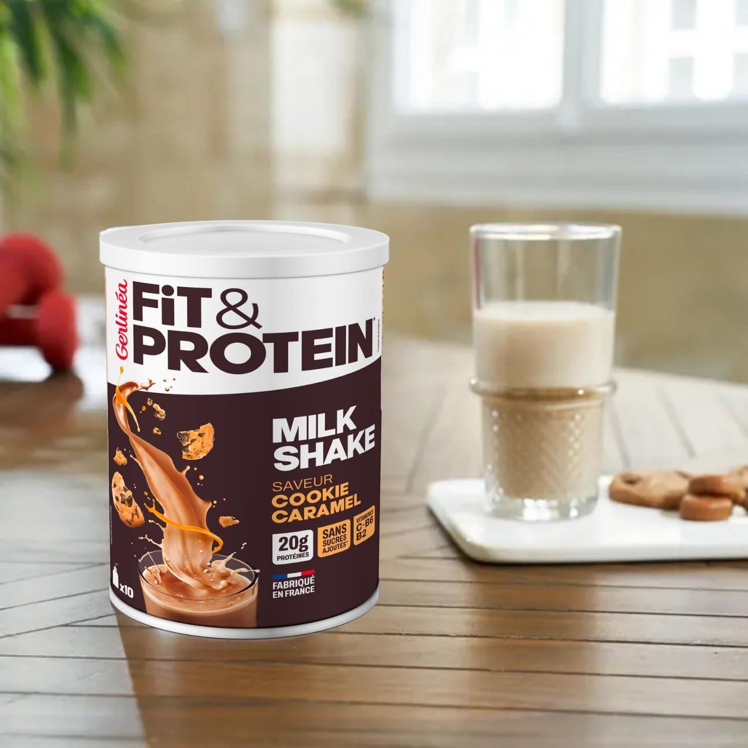 imageGerlina FitampampProtein Milkshake Protin saveur Macchiato Noisette Protines Aprs le Sport Whey Musculation Femme Sans Sucres Ajouts 115Kcal portion 340 g 10 boissonsCookie Caramel