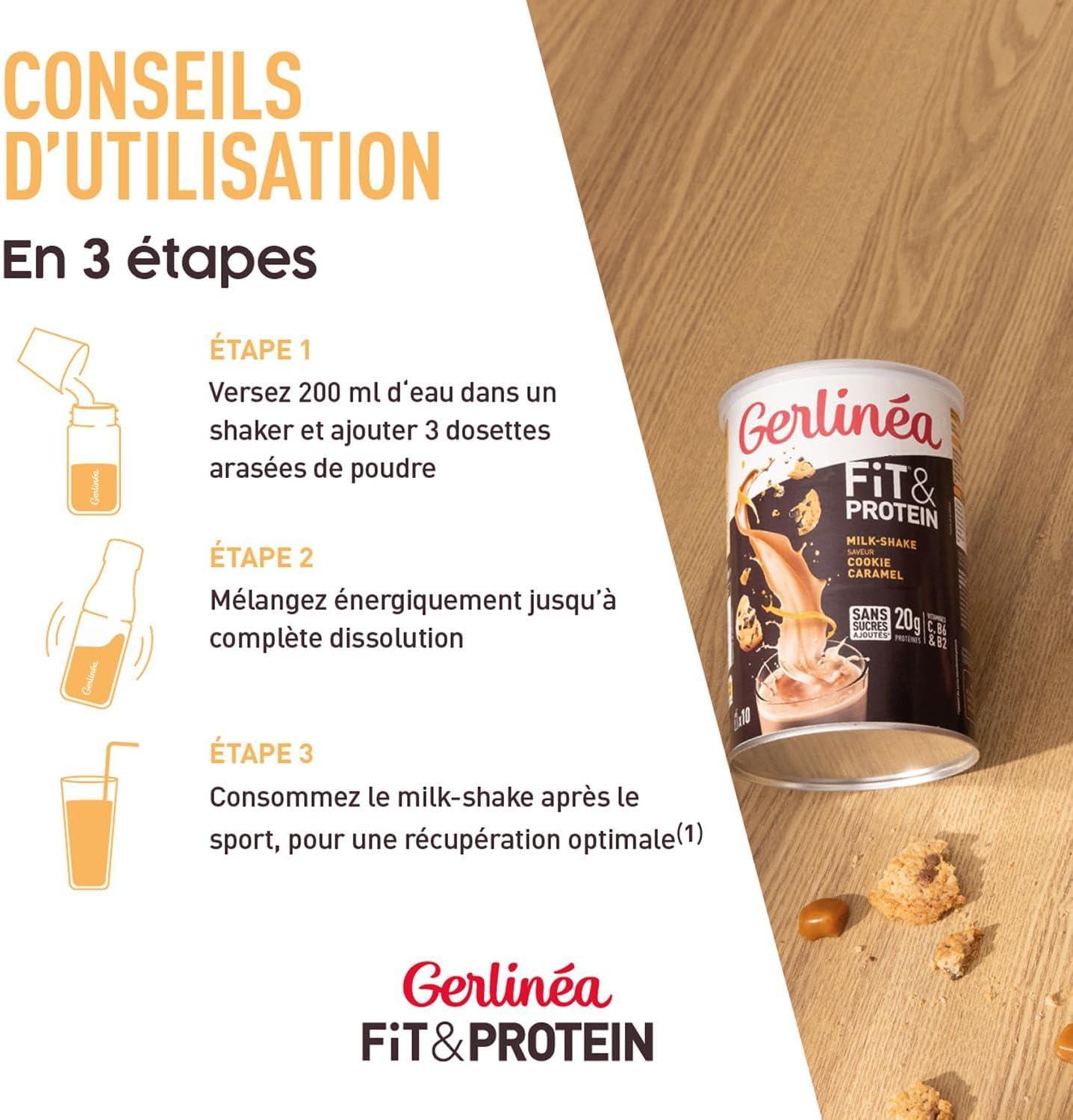 imageGerlina FitampampProtein Milkshake Protin saveur Macchiato Noisette Protines Aprs le Sport Whey Musculation Femme Sans Sucres Ajouts 115Kcal portion 340 g 10 boissonsCookie Caramel