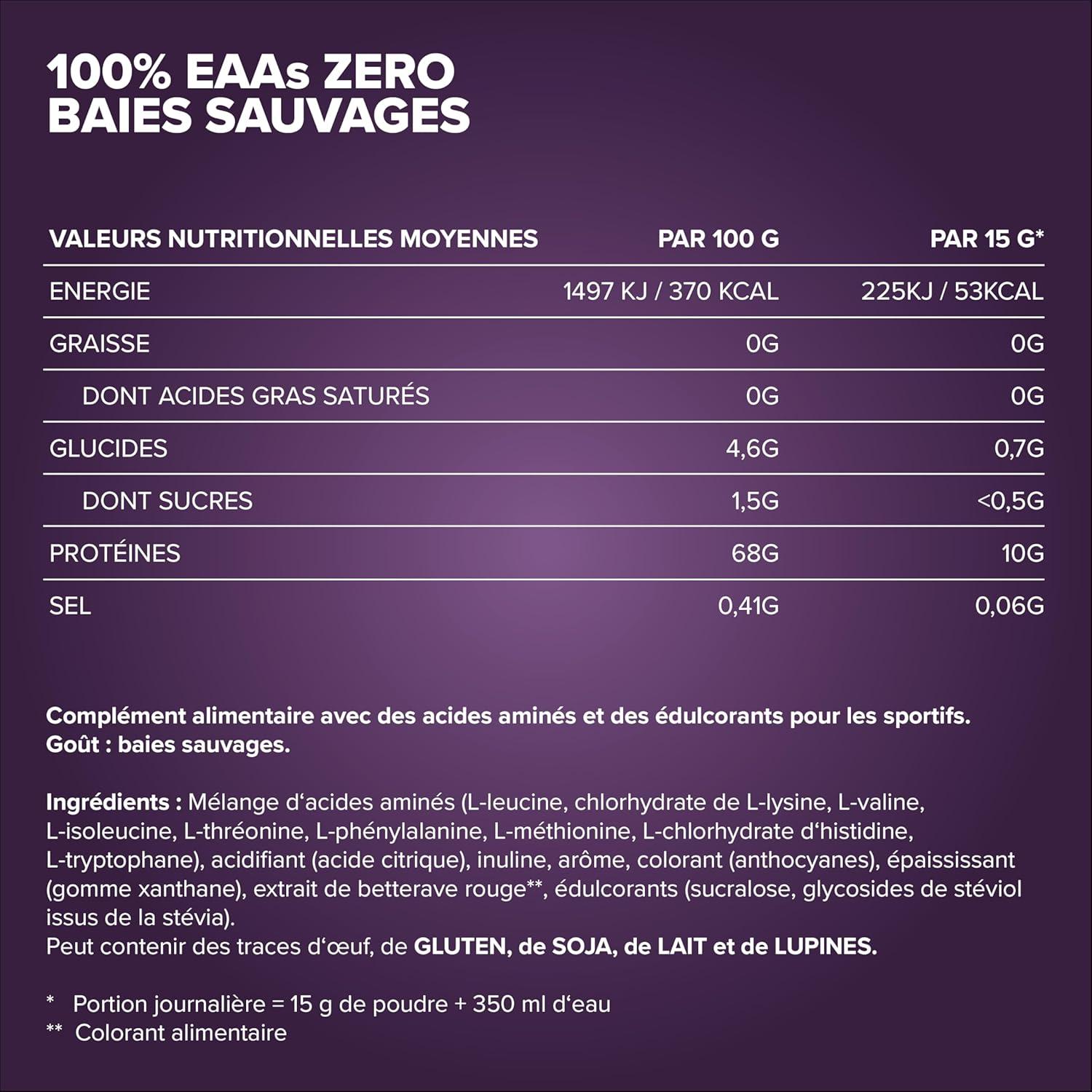 imageIronMaxx 100 EAAs Zero Fruits des Bois 500g Boisson Poudre Vegan Sans Sucre Base de 8 Acides Amins Essentiels Support pour Musculation ampamp FitnessBaies sauvages