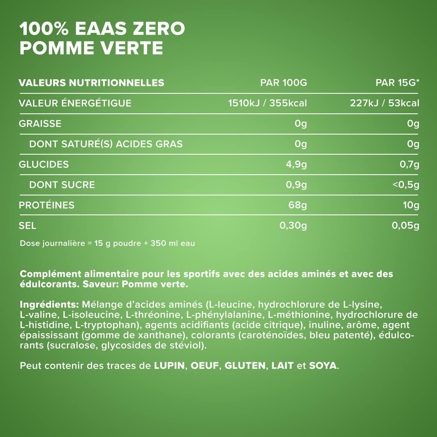 imageIronMaxx 100 EAAs Zero Fruits des Bois 500g Boisson Poudre Vegan Sans Sucre Base de 8 Acides Amins Essentiels Support pour Musculation ampamp FitnessPomme