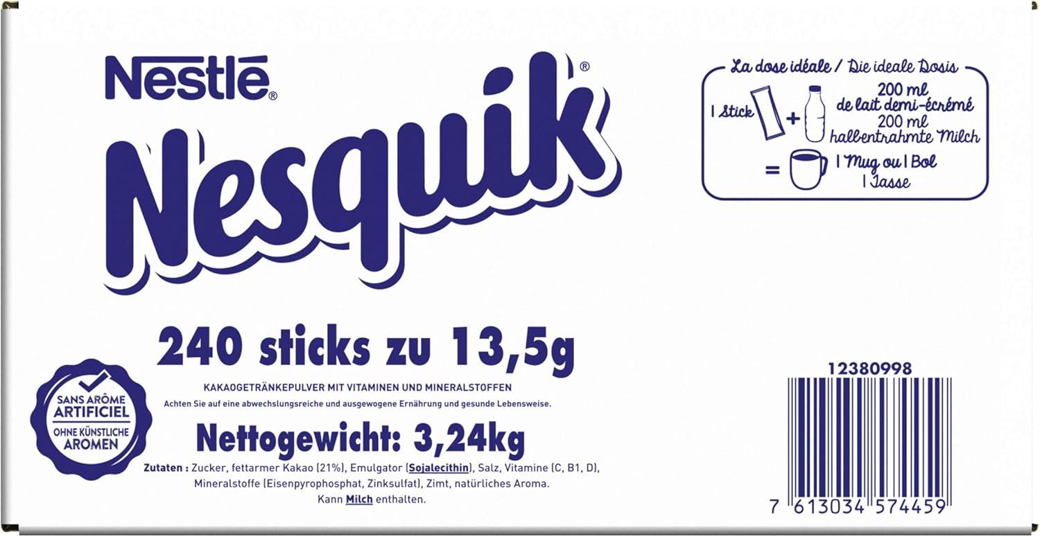 imageNESQUIK Lact Chocolat en Poudre Cacao en Poudre Mlanger avec de lEau Prparation Instantane Chocolat Chaud Got de chocolat PetitDjeuner Sachet 1 de kg324 kg Lot de 1
