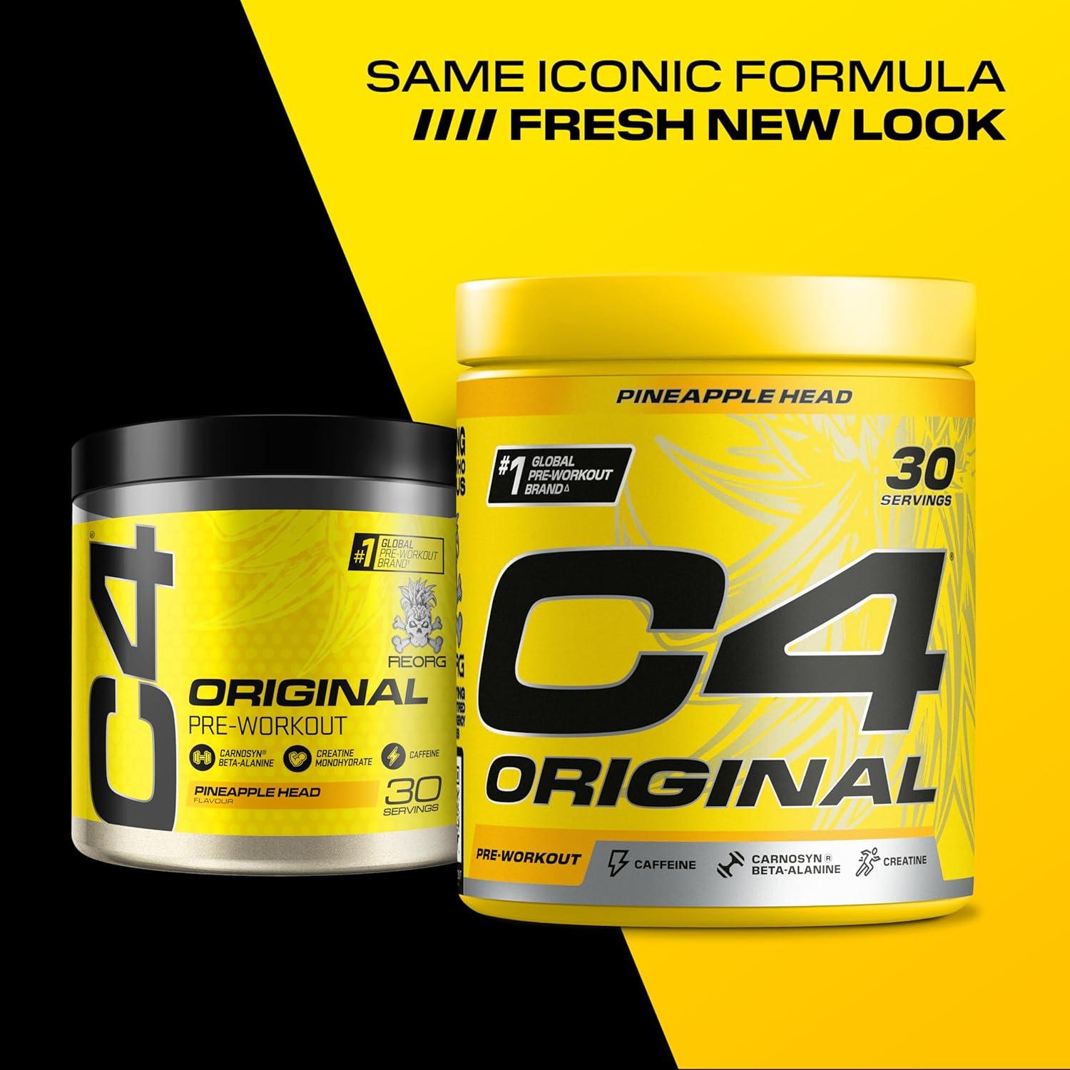 imagePoudre prentranement C4 Original clats dorange boisson nergisante prentranement sans sucre pour hommefemme 150 mg de cafine btaalanine monohydrate de cratine 30 portionsAnanas