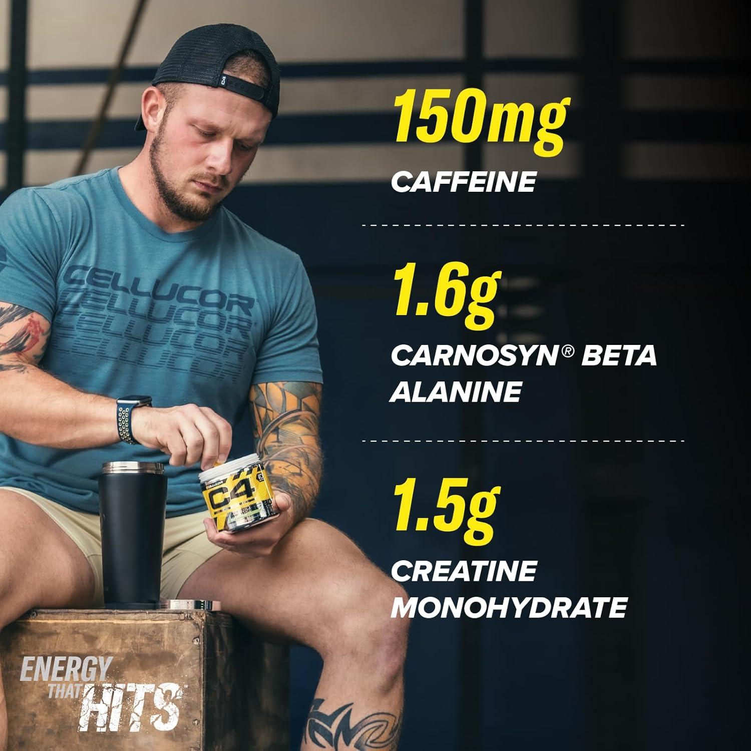 imagePoudre prentranement C4 Original clats dorange boisson nergisante prentranement sans sucre pour hommefemme 150 mg de cafine btaalanine monohydrate de cratine 30 portionsAnanas