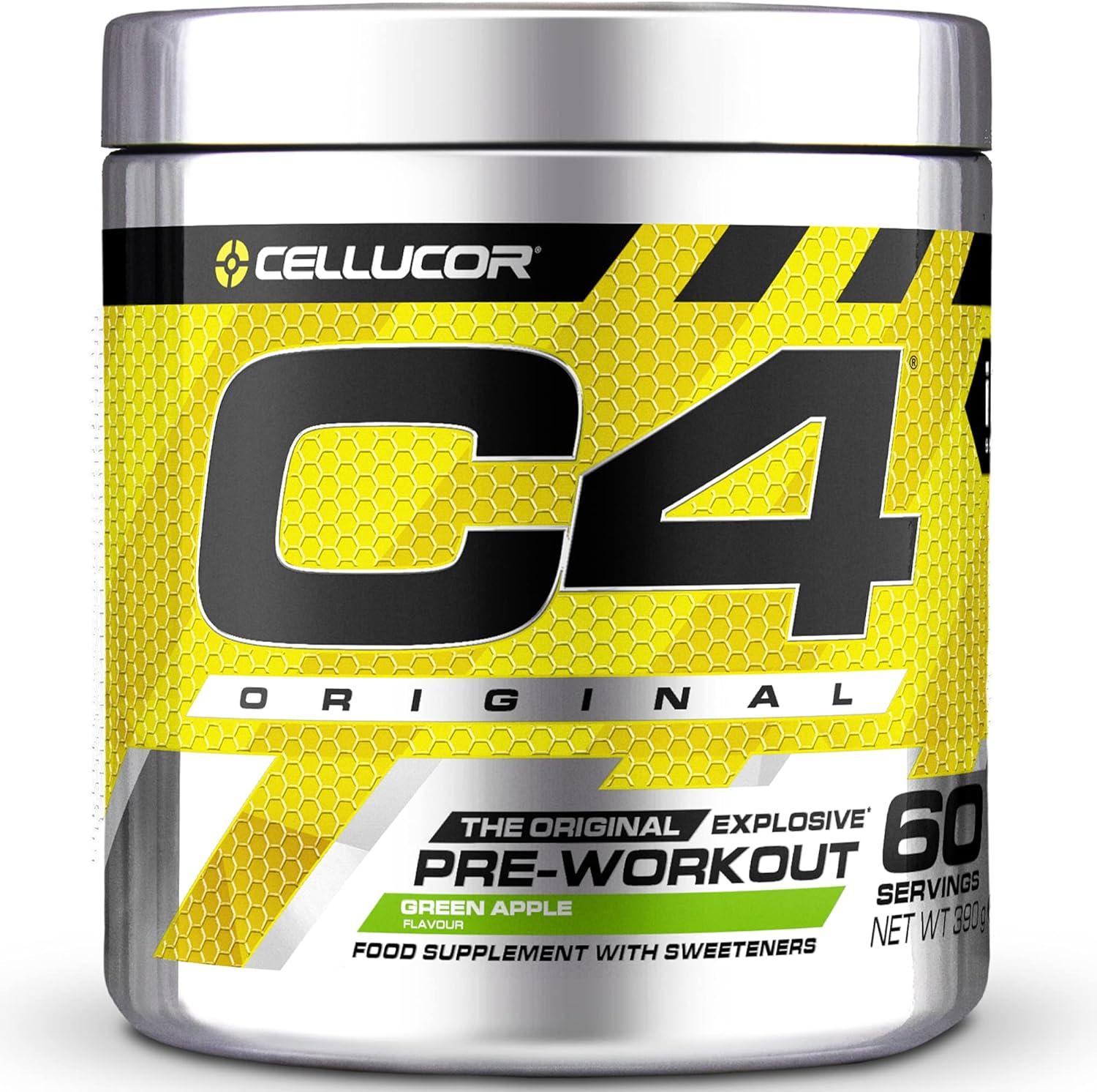 imagePoudre prentranement C4 Original clats dorange boisson nergisante prentranement sans sucre pour hommefemme 150 mg de cafine btaalanine monohydrate de cratine 30 portionsPomme verte