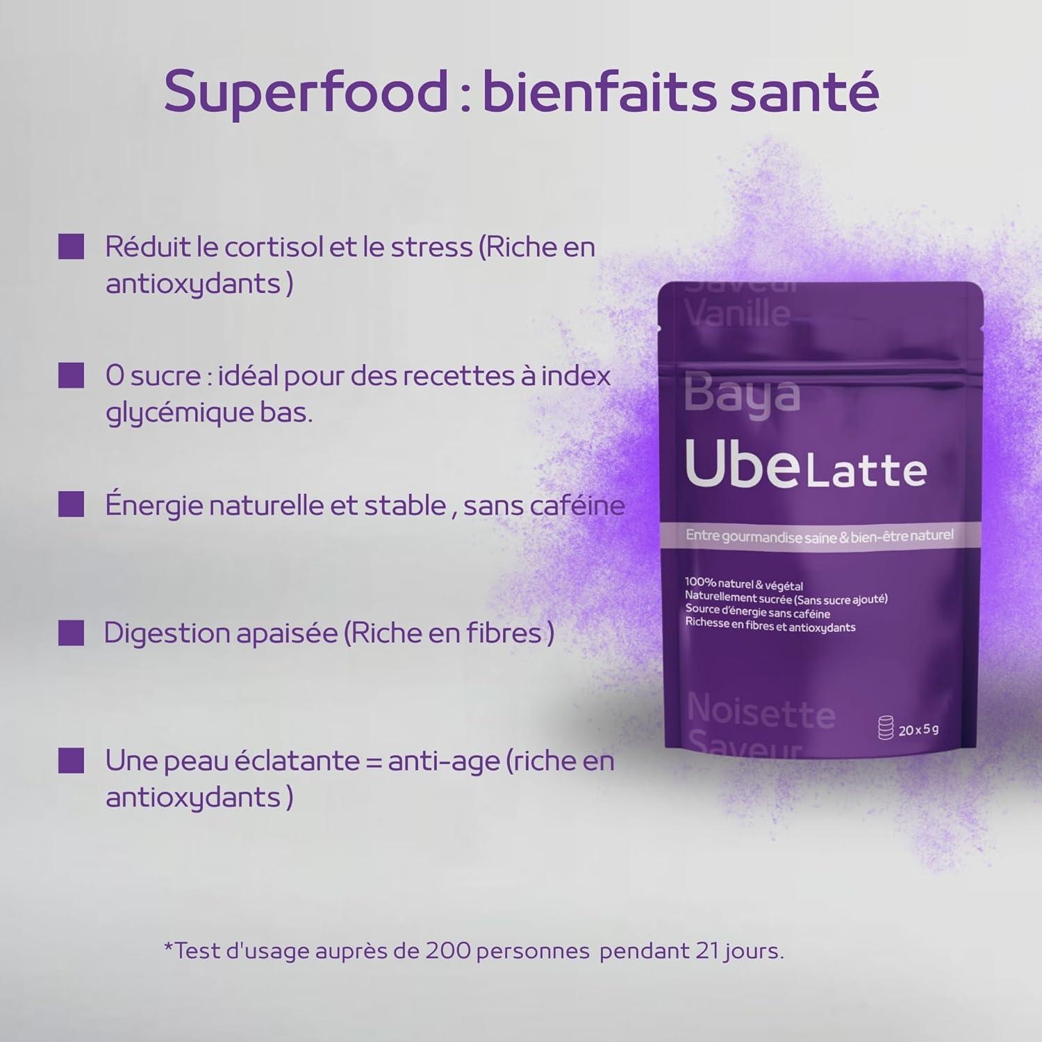 imageUbe Poudre Ube latteQualit PremuimSaveur Douce Faible Calories ampamp Sucres Sans gluten ni cafineRiche en Antioxydants ampamp Fibres savourer en Latte Dessert ou Ptisserie100g