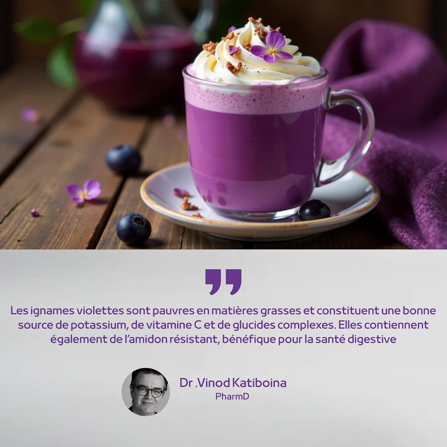 imageUbe Poudre Ube latteQualit PremuimSaveur Douce Faible Calories ampamp Sucres Sans gluten ni cafineRiche en Antioxydants ampamp Fibres savourer en Latte Dessert ou Ptisserie100g