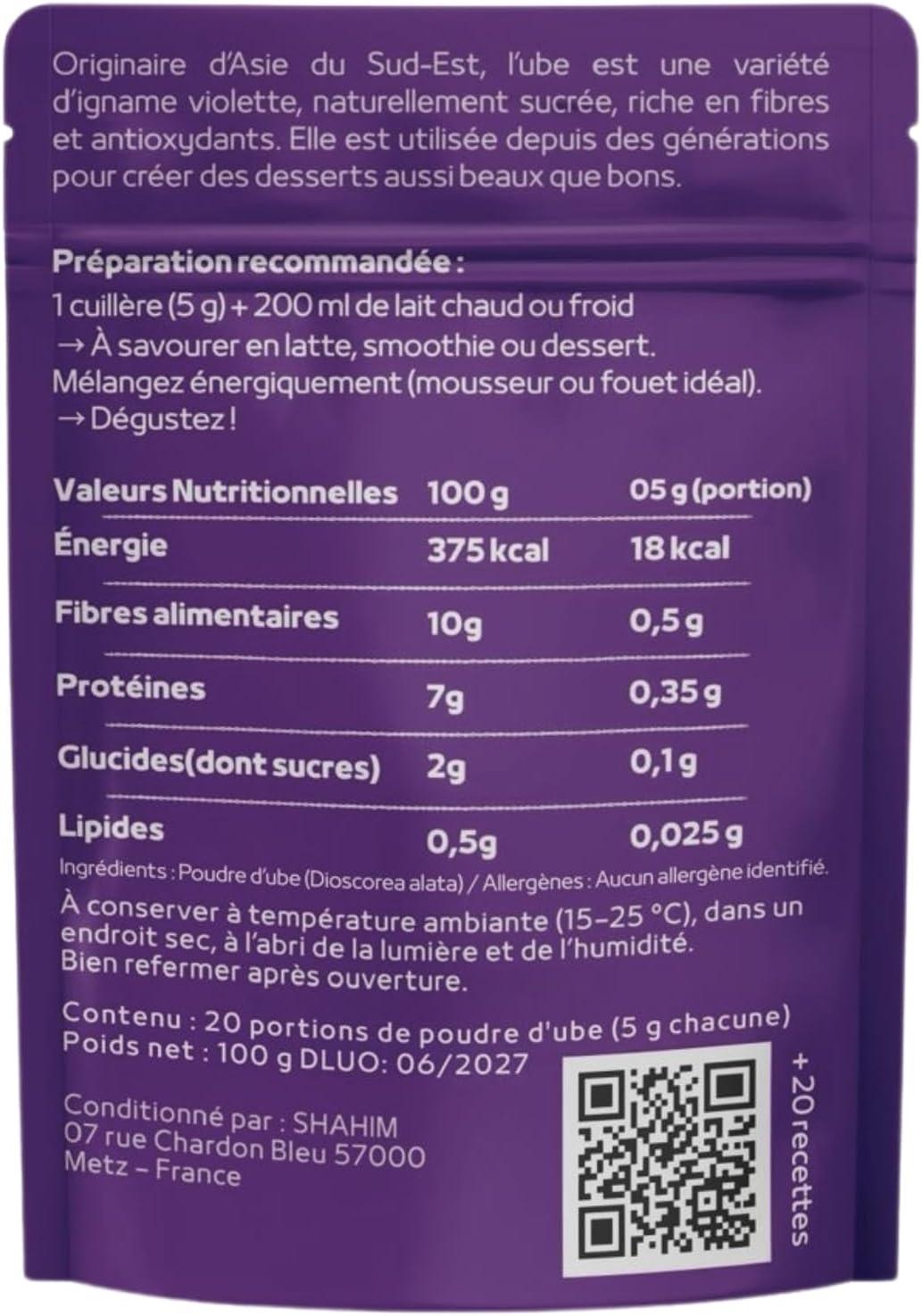 imageUbe Poudre Ube latteQualit PremuimSaveur Douce Faible Calories ampamp Sucres Sans gluten ni cafineRiche en Antioxydants ampamp Fibres savourer en Latte Dessert ou Ptisserie100g