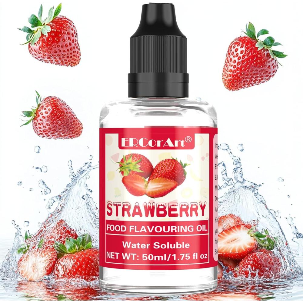 imageArome Alimentaire Extrait Naturel Arme Alimentaire de Fraise Vgtalien Sans Sucre Sans Pigment Flavour Drops Pour Yaourt Glacage Biscuit Noel Creme Liquide Poudre dAmande Boissons 50 ml