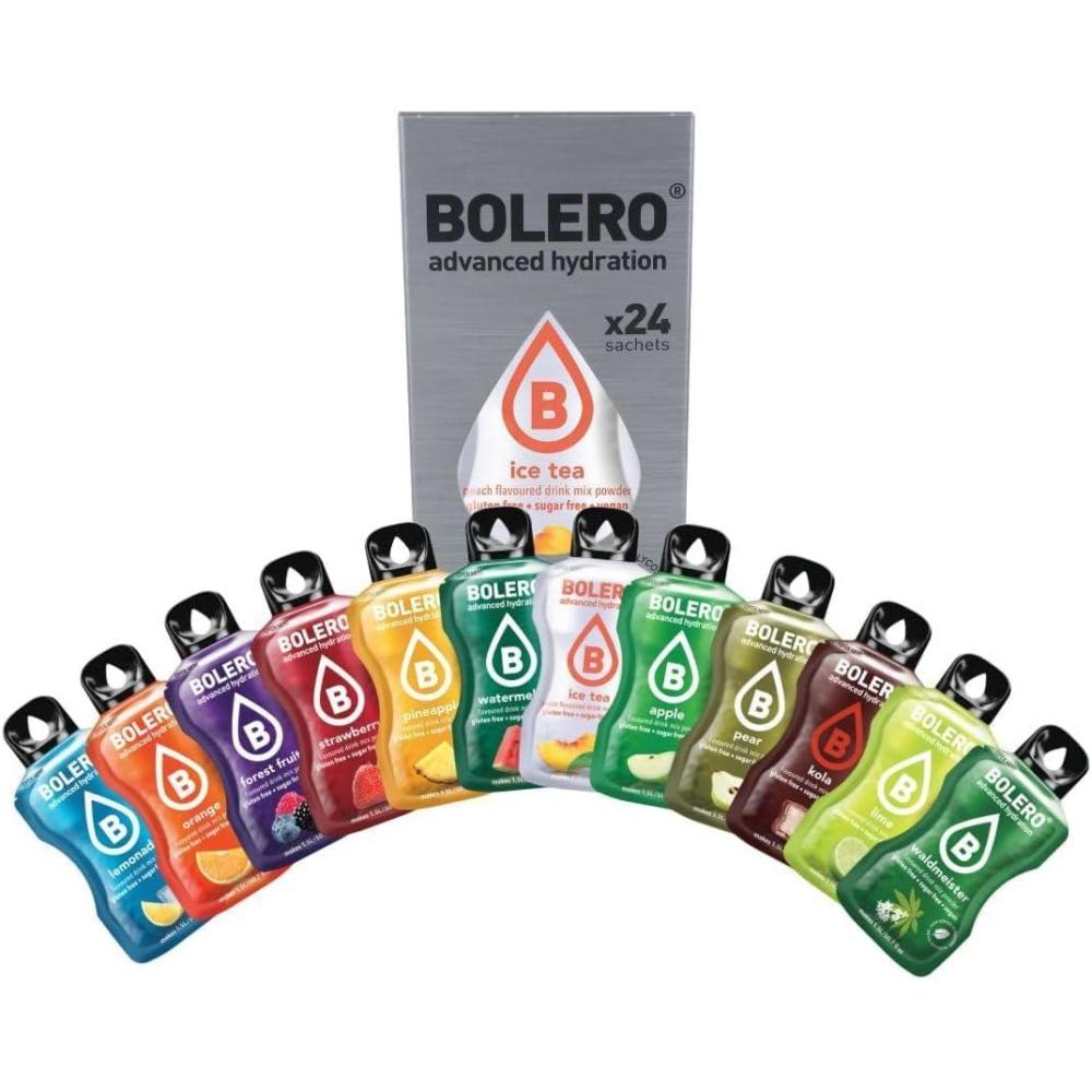 imageBolero BEST OF MIX 24x3g Poudre jus sans sucre dulcore avec stvia vitamine C convient aux enfants aux sportifs et aux diabtiques sans gluten et adapt aux vgtaliens