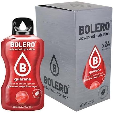 imageBolero GUARANA 24x3 Jus en poudre sans sucre dulcor la stvia vitamine C pour enfants et sportifs sans gluten vgtalien Got guarana