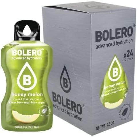 imageBolero HONEY MELON 24x3g Jus en poudre sans sucre dulcor la stvia vitamine C pour enfants et sportifs sans gluten vgtalien got sucr de melon