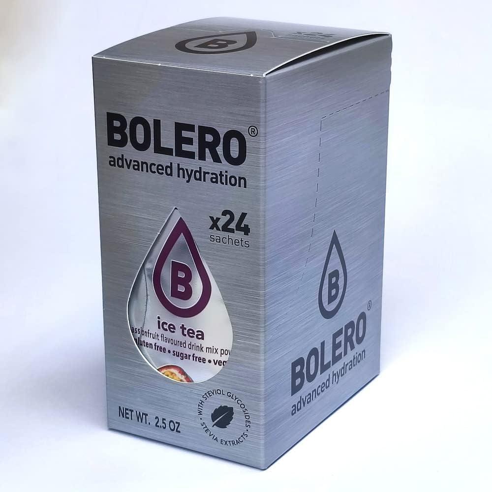 imageBolero ICE TEA PASSIONFRUIT 24x3g Poudre pour boisson sans sucre dulcore la stvia vitamine C convient aux enfants aux sportifs et aux diabtiques sans gluten