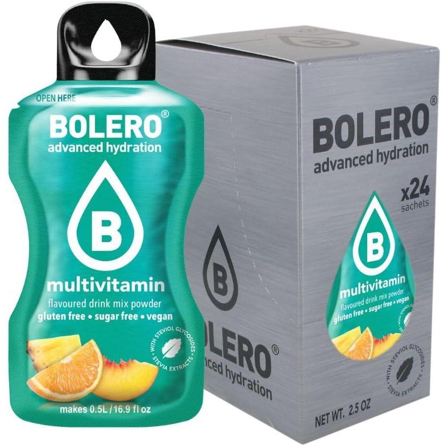 imageBolero MULTIVITAMIN 24x3g Jus en poudre sans sucre dulcor la stvia vitamine C pour enfants et sportifs sans gluten vgtalien saveur multivitamine