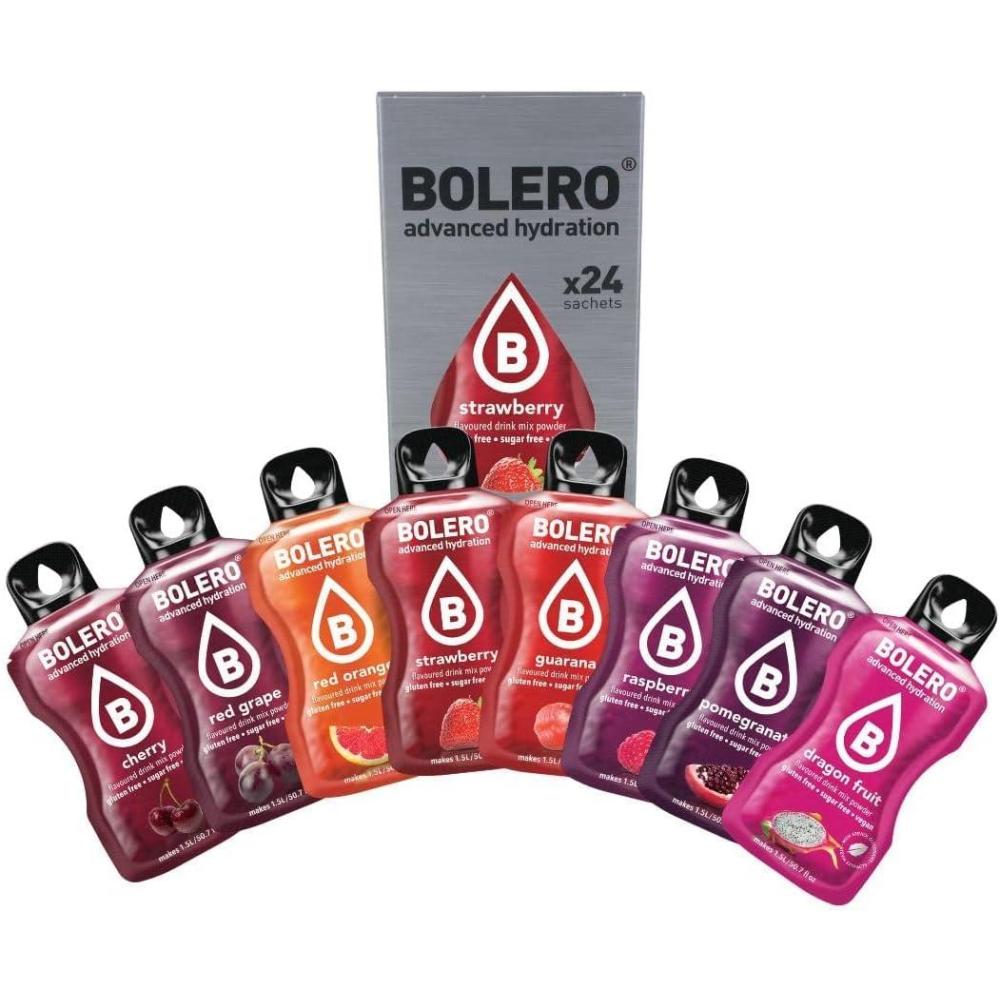 imageBolero RED PUNCH MIX 24x9g Poudre jus sans sucre dulcore avec stvia vitamine C convient aux enfants aux sportifs et aux diabtiques