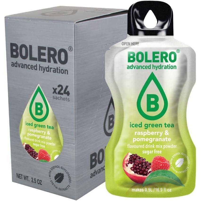imageBolero TH VERT GLAC FRAMBOISE ampamp GRENADE 24x3g Poudre pour boisson sans sucre dulcore la stvia vitamine C convient aux enfants aux sportifs et aux diabtiques sans gluten