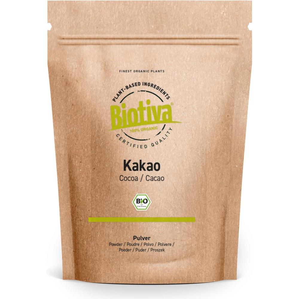 imageCacao en poudre bio 1000g 100 de poudre de cacao pur fortement dgraiss 11 de matires grasses Sans sucre Sans additifs Conditionn et contrl en Allemagne BiotivaCacao