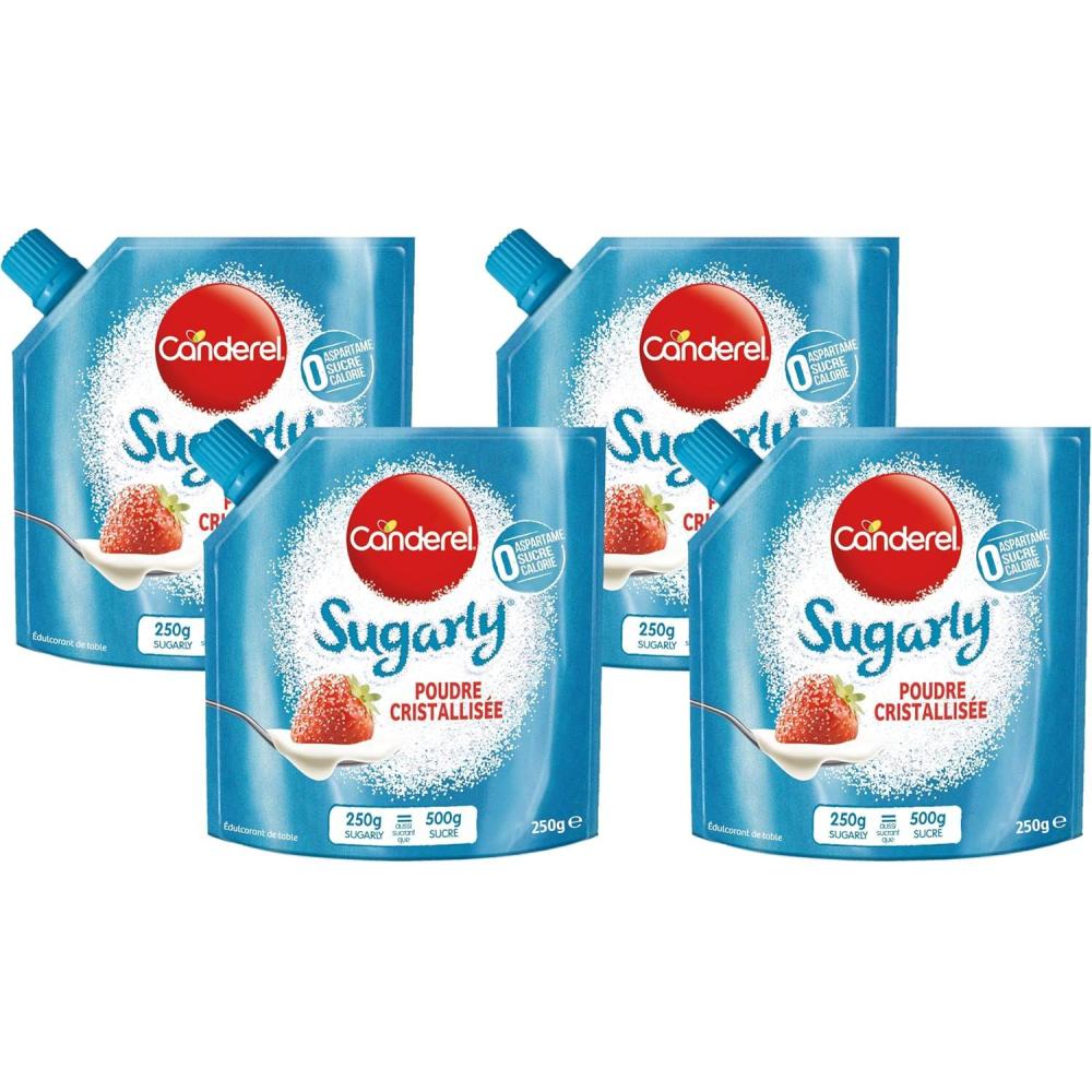 imageCanderel Sugarly Poudre Cristallise Zro Sucre dulcorant 250g250 g Lot de 4