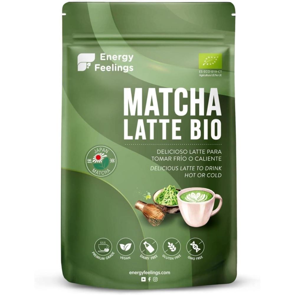 imageEnergy Feelings Matcha Latte Mix Bio 200g Poudre de Matcha Latte Instantan Premium Sans Gluten ni Lactose Sans Sucre Ajout Th Vert Biologique du Japon Organic